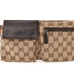 Gucci Monogram Web Belt Bag Dark Brown